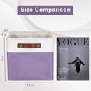 Collapsible Fabric Storage Cubes 11x11 Cube Storage Bins, 4 Pack Closet Baskets Box with Handles for Organizing, Shelf, Toys, Clothes, Home, Office, Nursery (Purple&White)