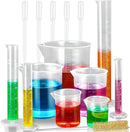 moveland Plastic Graduated Cylinders and Beakers with 5 Pipettes, 10ml 25ml 50ml 100ml Cylinders, 50ml 100ml 250ml 500ml 1000ml Beakers, Ideal for DIY and Kids Science Lab by TinyTreasures Baby Boutique