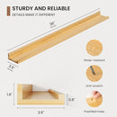 Picture Ledge Shelf, Solid Pine Wood Floating Shelves Set of 2, 36 Inches Nursery Book Shelves for Toys Storage, Kids Bookshelf Wall Mounted for Living Room Bedroom Decor Books Photo Frames, Natural by TinyTreasures Baby Boutique