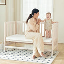 EvoNest Baby Crib, 6 in 1 Convertible Mini Crib with Wheels, 100% New Zealand Solid Wood Growing Bed, 4 Adjustable Mattress Height，Washed Natural by TinyTreasures Baby Boutique