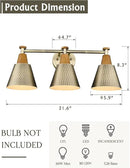 FEMILA Antique Brass Bathroom Vanity Light, 3-Lights Industrial Modern Wall Sconce Bathroom Lighting, Hammered Metal Shade Finish, 4FG59B-3W BG by CozyNest Decor