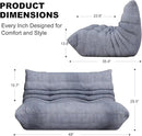 Full Foam Loveseat Sofa,Adults Bean Bag Chairs Floor Couch with Soft Waterproof Fabric,Armless Fireside Lounge Chair for Living Room,Apartment and Office (Grey) by CozyNest Decor