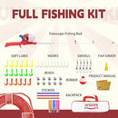Kids Fishing Pole, Telescopic Fishing Rod, Toddler Collapsible Fishing Rod and Reel Combo with Tackle Box, Fishing Line, Bobber, and Soft Lures for Boy, Girl, Youth, Beginner, Over 4 Years Old by TinyTreasures Baby Boutique