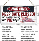 Rustic Warning Gate Plaque - Decorative Wooden Pig Sign for Farm Fence & Wall Gate Decor by CozyNest Decor