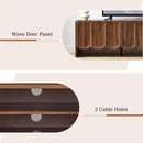 ORRD 63'' TV Stand, Modern TV Console Table Wave Panel Television Stands Entertainment Media Center with Storage Compartment and Sliding Door for Living Room (Walnut) by CozyNest Decor