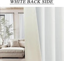 White 100% Blackout Curtains for Office at Home/Playroom/Classroom Thermal Insulated Cold Blocking Winter Curtains 92 Inch Length 2 Panels Neutral Modern Window Linen Cotton Back Tab Drapes 52x92 Long by CozyNest Decor