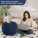 MeMoreCool Round Stuffed Pouf Ottoman Foot Rest, Floor Pouf Foot Stool with Soft Foam Chunk Filling, Small Round Ottoman Footstool Circle Footrest for Living Room, Navy by CozyNest Decor