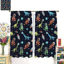 Cartoon Dinosaur Curtains for Kids Boys Girls Home Decor, Astronaut Rocket Funny Outer Space Blackout Rod Pocket Window Drapes for Bedroom Living Room W21xL54in 2 Panels by TinyTreasures Baby Boutique