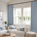 MIULEE 100% Blackout Curtains 96 Inch Long 2 Panels Set for Bedroom, Thick Faux Linen Black Out Curtain Room Darkening Back Tab Pleat Window Textured Drapes with Hooks for Living Room, Chambray Blue by CozyNest Decor
