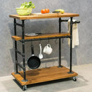 Industrial Portable Kitchen Island on Wheels,Bar Carts for the Home Wine Bar Beverage Coffee Cart,Metal Rolling kitchen carts and islands,Wood and Pipe 3-Tier Butcher Block Island Food Serving Cart by CozyNest Decor
