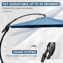 Grand patio 12 FT Sunbrella Cantilever Umbrella with Base Outdoor Aluminum Offset Umbrella with Tilt Adjustment (Sapphire Blue, 12 FT-Sunbrella) by GreenHaven Gardens