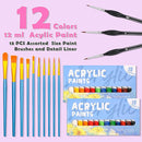 Date Night Painting Kit, 62 Pcs Detail Paint Brushes Canvas Panels with Wood Easel 12 Colors Acrylic Paint, Circular Canvas Art Aprons Sip and Paint Supplies for Adults, Kids, and Beginner by TinyTreasures Baby Boutique