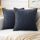 MIULEE Pack of 2 Couch Throw Pillow Covers 20x20 Inch Dark Blue Farmhouse Decorative Pillow Covers with Stitched Edge Soft Chenille Solid Dyed Spring Pillow Covers for Sofa Bed Living Room by CozyNest Decor