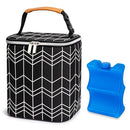 BreastMilk Cooler Bag with Ice Pack Fits 4 Baby Bottles Up to 9 Ounce, Baby Bottle Bag Fits for Nursing Mom Daycare, Black by TinyTreasures Baby Boutique