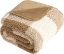 LURKA Checkered Sherpa Fleece Twin-Size Bed Blanket - Extra Thick and Warm Winter Soft Fuzzy Plush Blanket for Couches, Beds & Pets, Brown, 60x80 Inches by CozyNest Decor