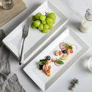 12" Serving Platters Set of 4, White Rectangular Plates, Ceramic Serving Tray, Stackable Large Party Plates for Appetizer, Dessert, Steak, Sushi, Housewarming, Oven Dishwasher Safe by CozyNest Decor