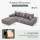 Boneless Sectional Cloud Couch Sofa for Living Room, 112" L-Shaped Modular Modern Lounge Sleeper Grey Couches with Chaise, No Assemble, Cordury Compression Upholstered Sofas by CozyNest Decor