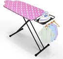 Extra Large Ironing Board with Hang Rail and Iron Rest 63" L x 20" W (Large with Iron Rest (Pink Cover)) by CozyNest Decor