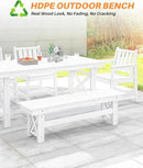 HDPE Outdoor Bench, 55" Patio Bench Outdoor Furniture, Poly Lumber Adirondack Benches, All Weather HDPE Patio Backless Benches for Park, Poolside, Garden, Porch, Pearl by CozyNest Decor