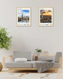 HesenDot Natural OAK Wood Framed London Wall Art,12x16in Cityscape Wall Print Posters,Classic Urban Landmark Wall Decor for Living Room,Bedroom,Office Set of 1 by CozyNest Decor