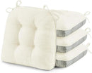 puredown® Chair Cushions for Dining Chairs, Tufted Memory Foam Chair Pads with Non-Slip Backing, Kitchen Seat Cushions with Ties, Washable Seat Pads Set of 4, 15.5" x 15.5" x 4", Ivory by CozyNest Decor