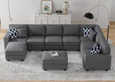 L Lengend Vansen Modular Sectional Sofa U Shaped Couch with Ottoman Modern Reversible Corner Sectional Couch for Living Room (Dark Grey, U Shaped Sofa-5) by CozyNest Decor