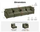 Oversized Modular Sofa, Extra Deep Cloud Chenille Sectional Couch with Ottoman Chaise, Fluffy Chenille 4 Seater Sofa for Living Room, Villa (Basic 4 Seater, Chenille Green) by CozyNest Decor