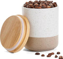 Yangbaga Canister Sets for Kitchen Counter, 20 OZ Large Ceramic Food Storage Jars with Airtight Wood Lids, Large Kitchen Canisters for Coffee, Sugar, Tea, Flour, Spice by CozyNest Decor