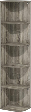 Furinno Pasir 5-Tier Corner Open Shelf Bookcase, French Oak by TinyTreasures Baby Boutique