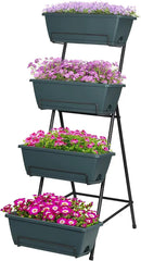 Tuenort Vertical Raised Garden Bed 4 Tiers Planter Box Freestanding Garden Planter with 4 Container Boxes for Growing Vegetables Herbs Flowers on Patio Balcony Green by GreenHaven Gardens