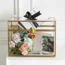 Glass Wedding Card Box with Slot, 10.2 inch Clear Card Box Gold Brass Gift Card Storage Box with Lock Perfect for Wedding Receptions, Baby Shower, Birthday Party, Bridal Shower by CozyNest Decor