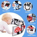 Black and White High Contrast Toys for Baby 0-3 3-6 Months Infant Tummy Time Soft Book Sensory Musical Toy 0-2-4-6 Month Babies Brain Development Montessori Crinkle Book Mirror Newborn Shower Gifts by TinyTreasures Baby Boutique