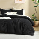 Litanika Black Comforter Full Size, 3 Pieces Boho Lightweight Solid Bedding Comforter Set, All Season Fluffy Bed Set (79x90In Comforter & 2 Pillowcases) by CozyNest Decor