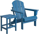WO Home Furniture Adirondack Chair Table Set of 2 PCS Outdoor Folding Chair w Side Table Weather/UV Resistant for Lawn, Garden, Bon Fire, Balcony (Pacific Blue) by GreenHaven Gardens