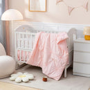 PINNKKU 3-Piece Crib Bedding Set for Boy Girls, Includes Skirt, Blanket and Sheet, Baby Bedding, Pintuck Pinch Pleat Pink by TinyTreasures Baby Boutique