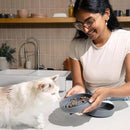 The Slowdown Bowl Silicone Slow Feeder for Cats & Kittens, Slow Eating Mealtime Solution with Modern Lick Mat Design, Reduces Gulping, Fits 1 Cup 6” Across x 1.25” Tall, Small-Tan by CozyNest Decor