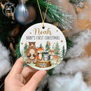 Unifury Personalized Baby First Christmas Ornament 2024, Adorable Keepsake for Babies First Christmas Tree, Holiday Decor for Celebrating Ceramic Babys 1st Christmas Ornament 2024, Woodland Animal by TinyTreasures Baby Boutique