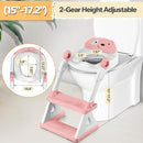 2 In 1 Potty Training Toilet Seat & Toddler Step Stool, Bottom Triangle Stability Toddler Toilet Seat, Adjustable Step & Seat Height Potty Seats (Pink) by TinyTreasures Baby Boutique