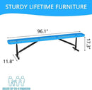 8 Feet Heavy Duty Metal Park Bench for Outside, Outdoor Bench with Portable Frame, Commercial Benches for Shopping Mall, Store, Park, Patio, Deck, Blue by GreenHaven Gardens