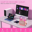 Mgaolo Upgraded Mini Karaoke Machine Toy for Kids, Portable Bluetooth Speaker with 2 Wireless Mics, Emoji & Colorful LED Lights, Home Travel & Party Play Gifts for Boys Girls (Pink) by TinyTreasures Baby Boutique