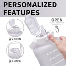 64oz,100oz,128oz Large Motivational Water Bottle with Time Marker, Leakproof & BPA Free Half Gallon Big Water Bottle with Straw Handle Tritan Frosted Water Jug for Gym,Fitness,Outdoor Sports by CozyNest Decor