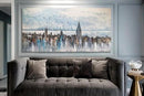 Arjun Cityscape Wall Art New York City Skyline Buildings Picture Modern Abstract Grey NYC Skyline Birds Painting Framed Artwork for Bedroom Living Room Bathroom Home Office Decor, Large Size 40"x20" by CozyNest Decor