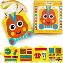 Felt Train Busy Board for Toddlers 2-4 Year Old - Montessori Busy Board with 22 Sensory Toys to Fine Motor Skills - Toddler Travel Toys by TinyTreasures Baby Boutique
