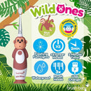 brush-baby WildOnes™ Rechargeable Kids Electric Toothbrush – Monkey | Flashing Lights, 2-Min Timer, Waterproof, 3 Brush Heads | Toddler & Child Toothbrush Ages 0-10 | Soft Bristles by TinyTreasures Baby Boutique