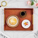 Premium Acacia Wood Ottoman Tray, 17x13 inches Large Serving Tray, Decorative Coffee Table Tray with Metal Handles, Ideal for Breakfast in Bed, Appetizers, Kitchen & Living Room Decor by CozyNest Decor