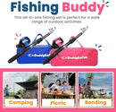 DaddyGoFish Kids Fishing Pole - Rod Reel Combo Tackle Box Starter Set - First Year Small Dock Gear Kit for Boys Girls Toddler Youth Age Beginner Little Children Junior Anglers Older Kids by TinyTreasures Baby Boutique