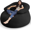 HABUTWAY Bean Bag Chair with U-Shaped Pillow for Adult and Kids Big BeanBag Chair with Filling Ultra Soft Teddy Fleece Couch Chair with Washable Cover for Living Room Bedroom Office, Black & Black by CozyNest Decor