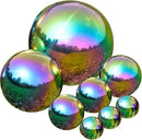 Nerien Gazing Ball, Stainless Steel Garden Mirror Globe, Polished Ornament Sphere, Hollow Floating Reflective Hemisphere, for Home Outdoor Pond Housewarming Swimming Pool Decoration, Rainbow, 8Pcs by GreenHaven Gardens