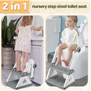 2 In 1 Potty Training Toilet Seat & Toddler Step Stool, Bottom Triangle Stability Toddler Toilet Seat, Adjustable Step & Seat Height Potty Seats (Grey) by TinyTreasures Baby Boutique