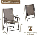 Aoodor Folding Patio Dining Chairs Textilene Fabric, Outdoor Steel Frame for All Weather Use, Fit for Porch, Lawn, Yard, Set of 4, Brown by GreenHaven Gardens